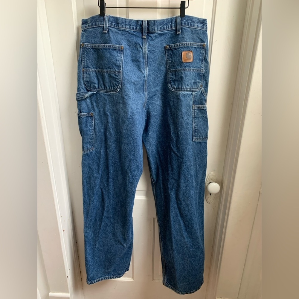 Carhartt Double Front Dungaree Denim Jeans 40x34 - Picture 3 of 4